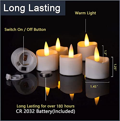 Image of 12 Pack Realistic and Bright Flickering Battery Operated Flameless LED Tea Lights Candles Remote,tealight Candles for Holiday, Weddings, Birthdays,Halloween,Christmas(Warm White)