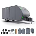 Smikodo Utility Travel Trailer RV Cover 24-27 ft,Waterproof Windproof Anti-UV,Rip-Stop Extra-Thick 6 Layers Camper Cover,RV Covers with Repari Kit,Rv Jack Cover & 4 Tire Covers Gray