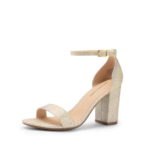 Image of DREAM PAIRS Heels for Women Chunky Block Heel Open Toe Ankle Strap 3.5 Inch Heeled Sandals for Party Date Wedding