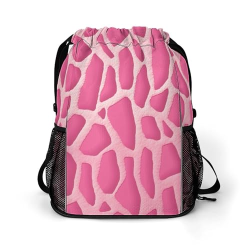 Sac à dos léger avec cordon texture girafe pour sport et randonnée