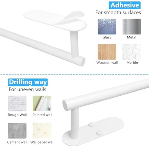 Image of White Paper Towel Holder - Self Adhesive or Drilling, Under Cabinet Paper Towel Holder for Kitchen, Adhesive Paper Towel Roll Rack for Bathroom Towel, SUS304 Stainless Steel