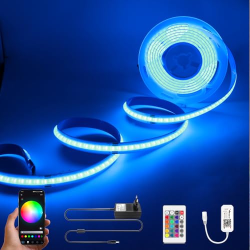 Striscia LED COB 24V 2M RGB WIFI Set COB dimmerabile, con controller e alimentatore, alta densità 576LEDs/M IP20, controllabile tramite APP per camera da letto Cucina Decorazione interna casa