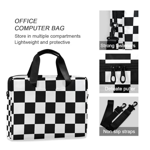 Maletín para portátil blanco y negro con correa miniatura 6