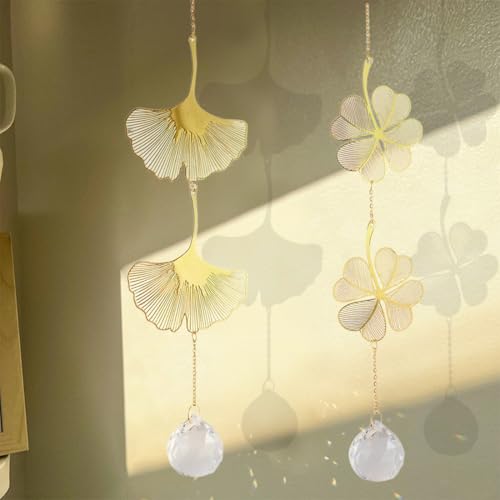 2 Stück Sonnenfänger Kristall Windspiel für draußen hängend,...