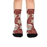 susiyo Artistic Santa Cookie Red Hiking Socks Boy Girls - Cushioned Crew Socks for Kids Soft, Breathable & Seamless Toe for All-Day Comfort