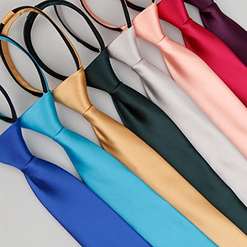 Alizeal Boys Solid Color Pre-Tied 2.4'' Zipper Skinny Necktie, Royal Blue #TOP4