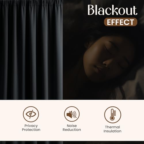 Yorkshire Bedding Blackout Curtains for Living room 90x72 Noise Reducing Tape Top Thermal Insulated Window Black Curtains 2 Panels + 2 Tie Backs - Image 6