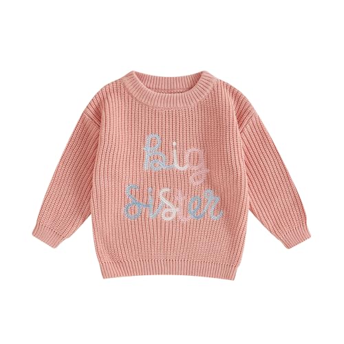 Big Sister Sweater Toddler Baby Girl Long Sleeve Letter Embroidery Oversized Knit Sweater Fall Winter Clothes