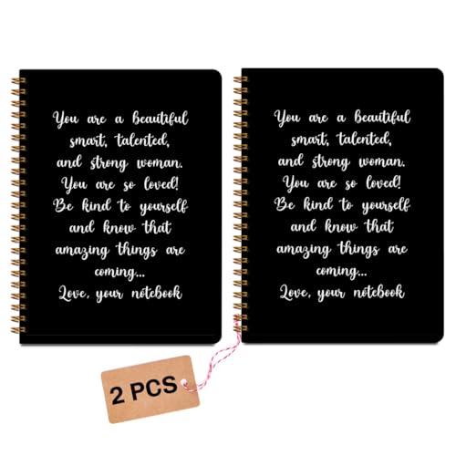 Image of 2pcs Inspirational Journal for Women, Appreciation Gifts College Ruled Spiral Notebook, Motivational Notebook 160 Pages Hardcover Notebooks Journals for Writing Travel Business Office
