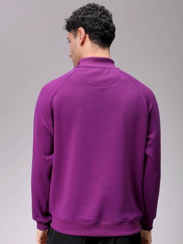 Image of The Indian Garage Co Men Relaxed Fit Solid High Neck Front Open High Neck Sweatshirt