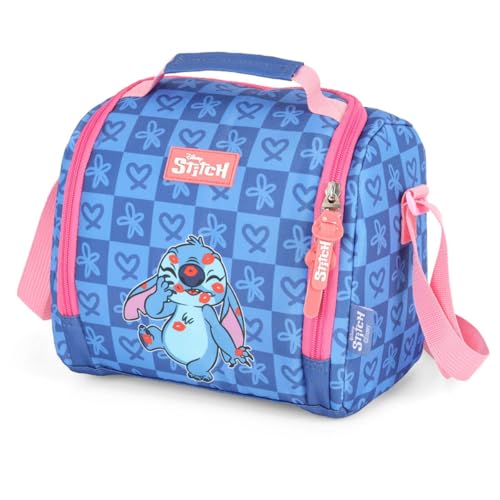 Mochila Infantil Rodinha Stitch com Lancheira e Estojo Azul