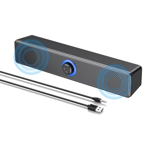 Xbsduih Altavoces de Computadora Bluetooth con Control de Volumen de Perilla y Entrada Auxiliar de 3,5 Mm, Altavoz de Barra de Sonido PortáTil para PC PortáTil