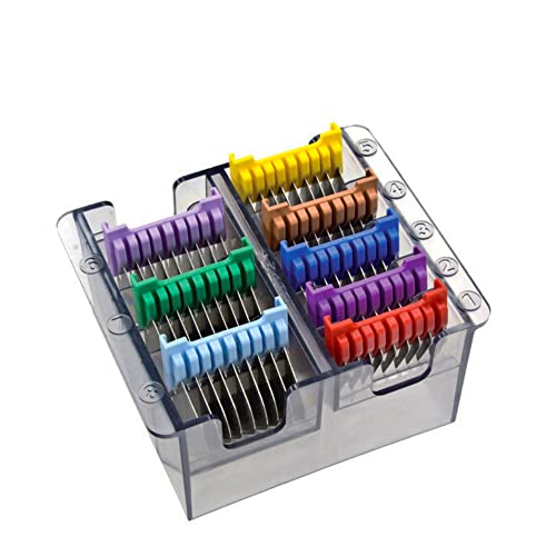 Wahl Pack De Peines Metálicos Moser Con Código De Colores En Una Caja De Almacenamiento 3 Mm, 6 Mm, 10 Mm, 13 Mm, 16 Mm, 19 Mm, 22 Mm, 25 Mm 430 g