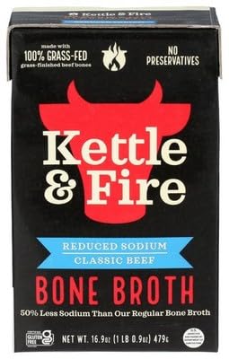 Kettle & Fire Beef Bone Broth Reduced Sodium 16.9 oz (Pack of 6)
