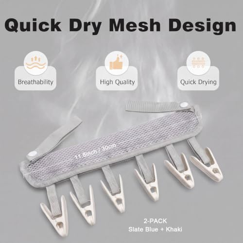 Travel Clothes Drying Hanger for Heated Clothes Airer & Clothes Drying Rack Clothesline, Foldable Portable Mesh Drying Rack with 6 Clips for Sock Underwear Bra Towel Home Cruise Outdoor 2 Pack - image 2