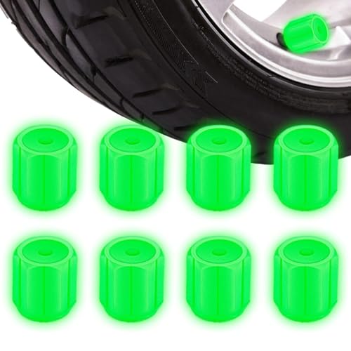 Fluorescent Tire Valve Caps - Glowing Tyre Valves Caps | Valves Stem Cap | 8 Piece Universal 0.3 Inch Glowing Valve Stem Cap For