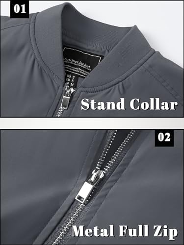TACVASEN Men's Lightweight Jacket Thin Sportwear Bomber Jacket Windbreaker Coat - Image 6