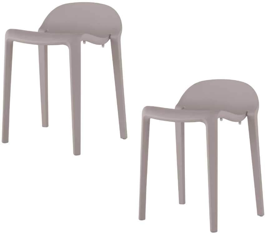 Lagoon Joyous Grey Stackable Patio Resin Stool - 2 Pcs/Set
