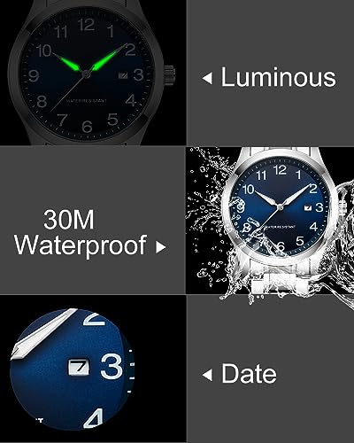 CIVO Mens Watches Silver Stainless Steel Classic Analog Quartz Watch Waterproof Fashion Simple 40mm Dial with Auto Date Designer Wrist Watches for Men - Image 6