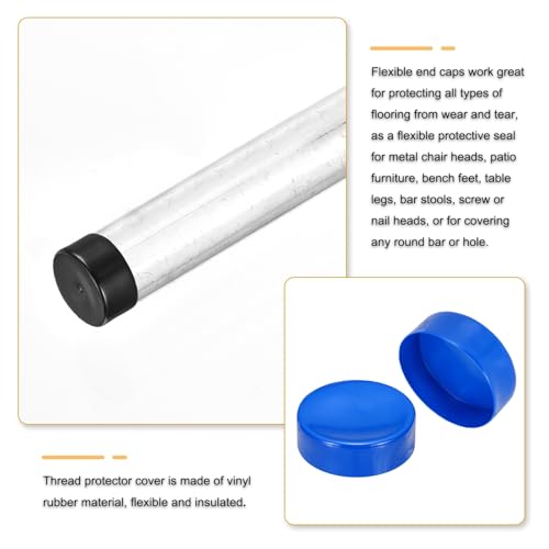 Image of uxcell 2pcs Rubber End Caps 150mm(6 Inch) ID Vinyl Round Tube Bolt Cap Cover Screw Thread Protectors Blue, 50mm Height