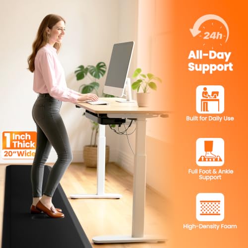 Image of 1-Inch Thick Anti-Fatigue Mat for Kitchen and Standing Desk,20 inchx94.5 inch,Black