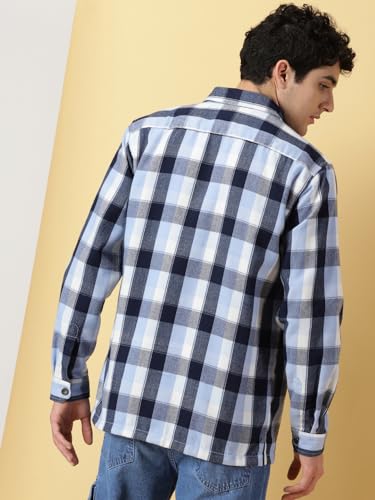 Image of Thomas Scott Men's | Checks | Full Sleeve | Regular Fit | 100% Cotton | Double Pocket | Spread Collar | Casual Shirt