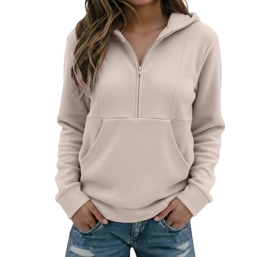 Hoodies for Women Fleece Half Zip Sweatshirt Loose Fit Pullover Tops Casual Long Sleeve with Pockets Fall Clothes - image 1