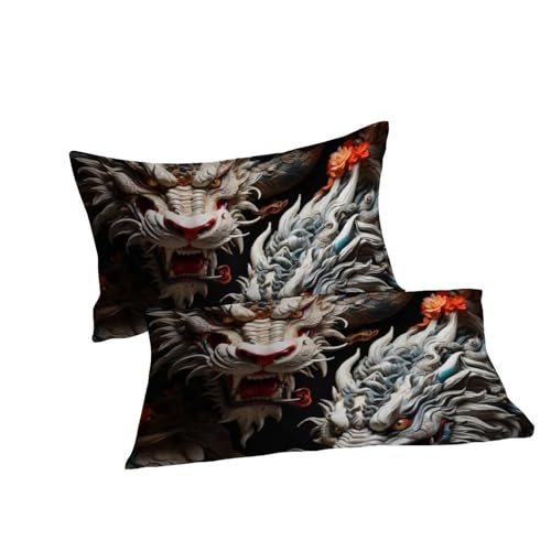 Housse de couette dragon gris anti-plis en microfibre douce 3D - 7