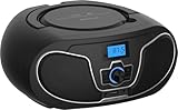 Philips CD Player Boombox, Dynamic Bass Boost with Bluetooth, FM Radio, USB Playback & AUX Input, Portable Top-Loading Boombox, Clear Stereo, RW/MP3 Compatible (Black)
