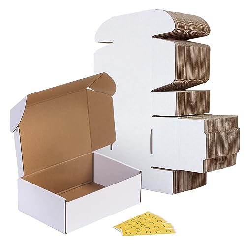 Image of RLAVBL 9x6x3 Shipping Boxes Set of 25, White Corrugated Cardboard Box for Packing, Mailing, Business