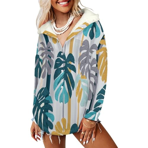 Sweat a capuche oversize bleu-vert en polaire thermique et douce
