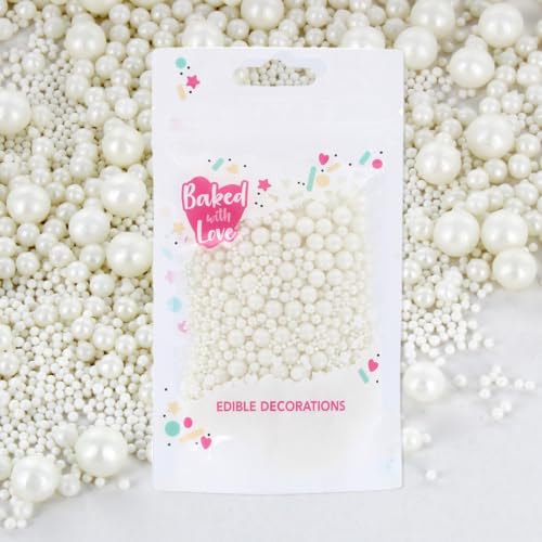 Pearl Sprinkles By Baked With Love | 75g | Mother Of Pearl Sugar Cake Sprinkles, Edible Cake Decorations, Sugar Balls For Cupcakes Pearl Sprinkles By Baked With Love | 75g | Mother Of Pearl Sugar Cake Sprinkles, Edible Cake Decorations, Sugar Balls For Cupcakes