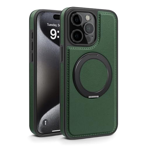 Coque iPhone 13 Pro Max cuir vert foncé avec protection arrière magnétique