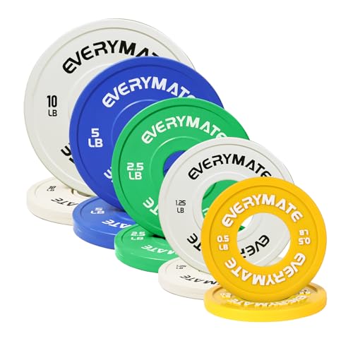 Image of EVERYMATE Change Weight Plates 1.25LB 2.5LB 5LB Set Fractional Plate Olympic Bumper Plates for Cross Training Bumper Weight Plates Steel Insert Strength Training Weight Plates