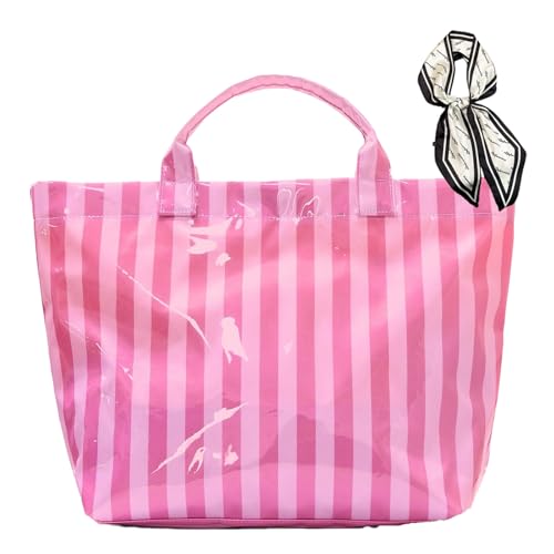 Bolso Tote de PVC a Rayas para Mujer, Grande y Ligero miniatura 1