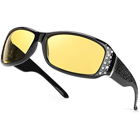IGnaef Night Driving Glasses for Women Night Time Anti Glare Polarised UV Protection HD Glasses (A2 Black Yellow Night-Driving Glasses for Women) Cover