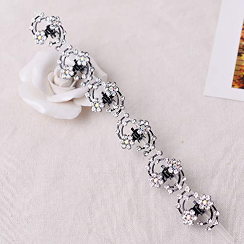 KALLORY Rhinestone Flower Hair Clips 6pcs Mini Hair Clips Crystal Flower Jaw Clip Plum Hair Clamps Bridal Hair Accessories for Women Girls - Image 4
