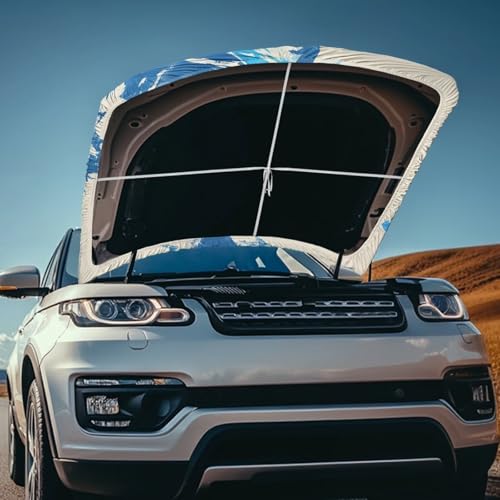 Image of Wild Shark Great Wave Car Hood Cover Protector Vehicles Sedans Trucks SUVs, Blue Shark Aesthetic Art Stretchable Auto Accessories, Ocean Surfing Lover Car Bonnet Banner