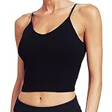 Plus Size Tank Tops-Built in Padded Sports Bra Workout Yoga Crop Top Black