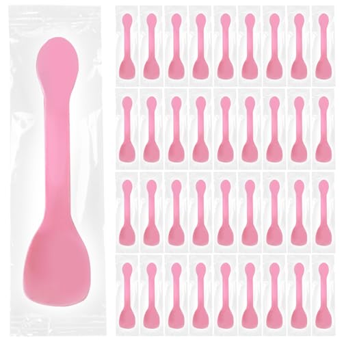 100 Cuillères à Dessert Réutilisables,Rose Bonbons Cuillères,Reusable Mini Cuillère À Glace Ménagères pour Dessert, Gâteau, Pudding, Mousse, Fête (10...