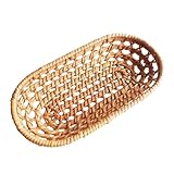 NUOBESTY Cesta Tejida a Mano Pequeña 18X95 CM para Frutas y Snacks Cesta de Ratán Natural para Almacenamiento Multifunción en Cocina y Hogar Accesorio Creativo para Mesa y Picnic