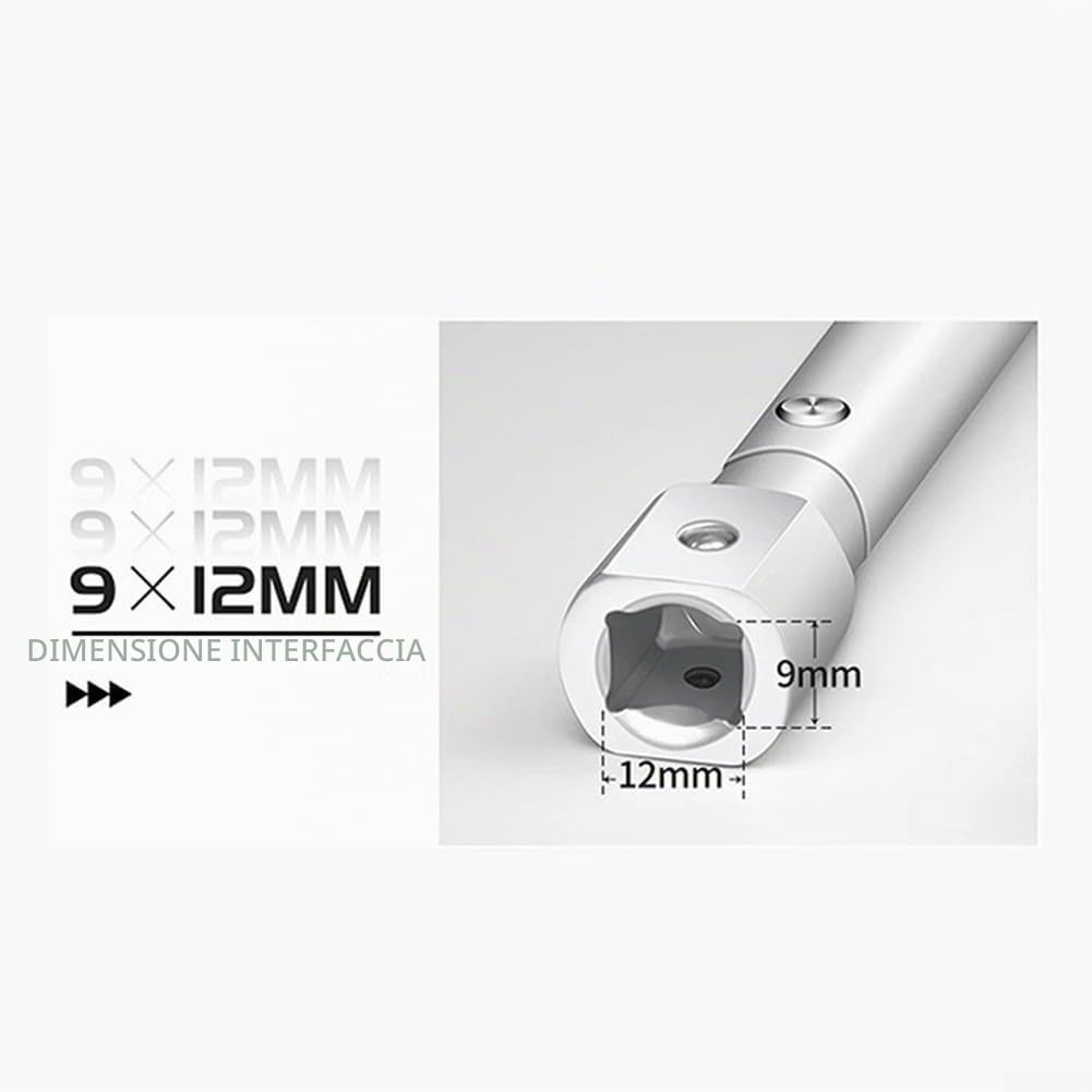 Chiave dinamometrica digitale, 6,8-135 Nm, regolabile, ad alta precisione, chiave a cricchetto preimpostata, conversione a 4 modalità, strumento a testa intercambiabile