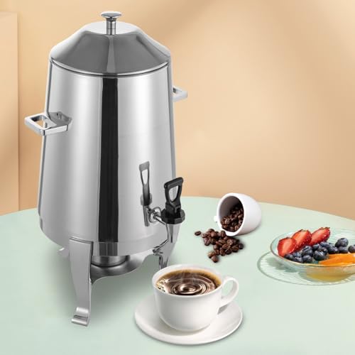 13L Hot Beverage Dispenser, Heatable Stainless Steel Coffee Chafer Hot Drinks Dispenser with Spigot for Parties Event Buffet Catering (Alcohol Heating, Silver)