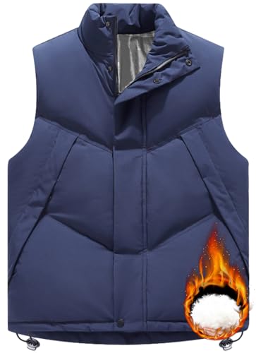 Image of PEGENO Men's Lightweight Outdoor Suede Padded Vest Sleeveless Casual Stand Collar Zipper Jacket Warm Winter Coat