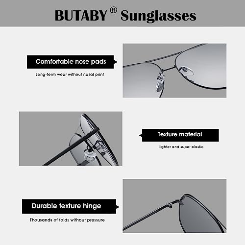 BUTABY Oversized Aviator Sunglasses for Women Men Classic Polarized Sun Glasses Vintage Pilot Metal Shades UV Protection4
