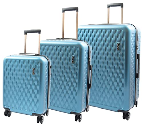 Valise de voyage rigide Macau House Of Leather - Ensemble de 3 bagages bleus haut de gamme