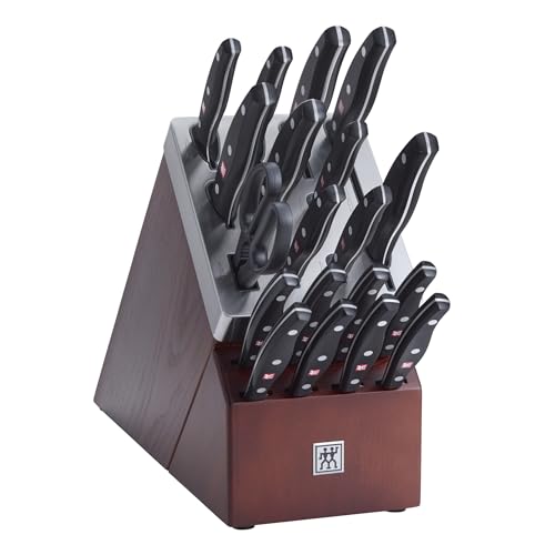 Image of Zwilling Twin Signature Self Sharpening 20-Pc Knife Set Made in Germany | Ultra Sharp Blades Made with Special Formula Friodur Ice Hardened Steel for Durability. Dishwasher Safe and Comfortable Grip.