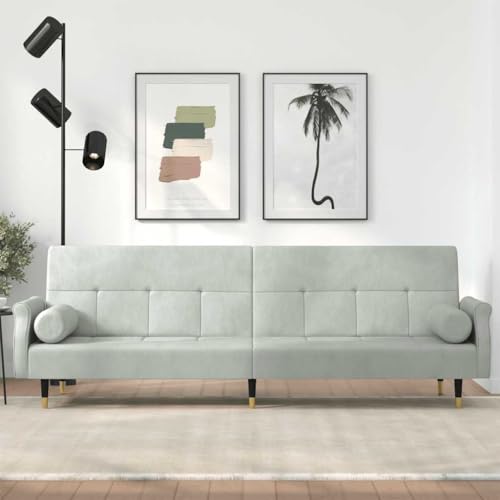 Mokuyary Sofá cama con cojines Gris Claro Terciopelo Sofá Cama Convertible para Salón, Habitación de Huéspedes, Espacio pequeño, Apartamento, Oficina