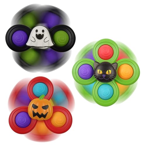 Image of Jofan 3 Pack Halloween Suction Cup Spinner Toys Sensory Bath Toys for Toddlers Kids Halloween Treat Bags Gifts