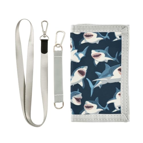 Wusikd Sharks Kids Wallets for Boys Girls Cartoon Toddler Trifold Wallet Novelty Wallet for Teens Women Men
